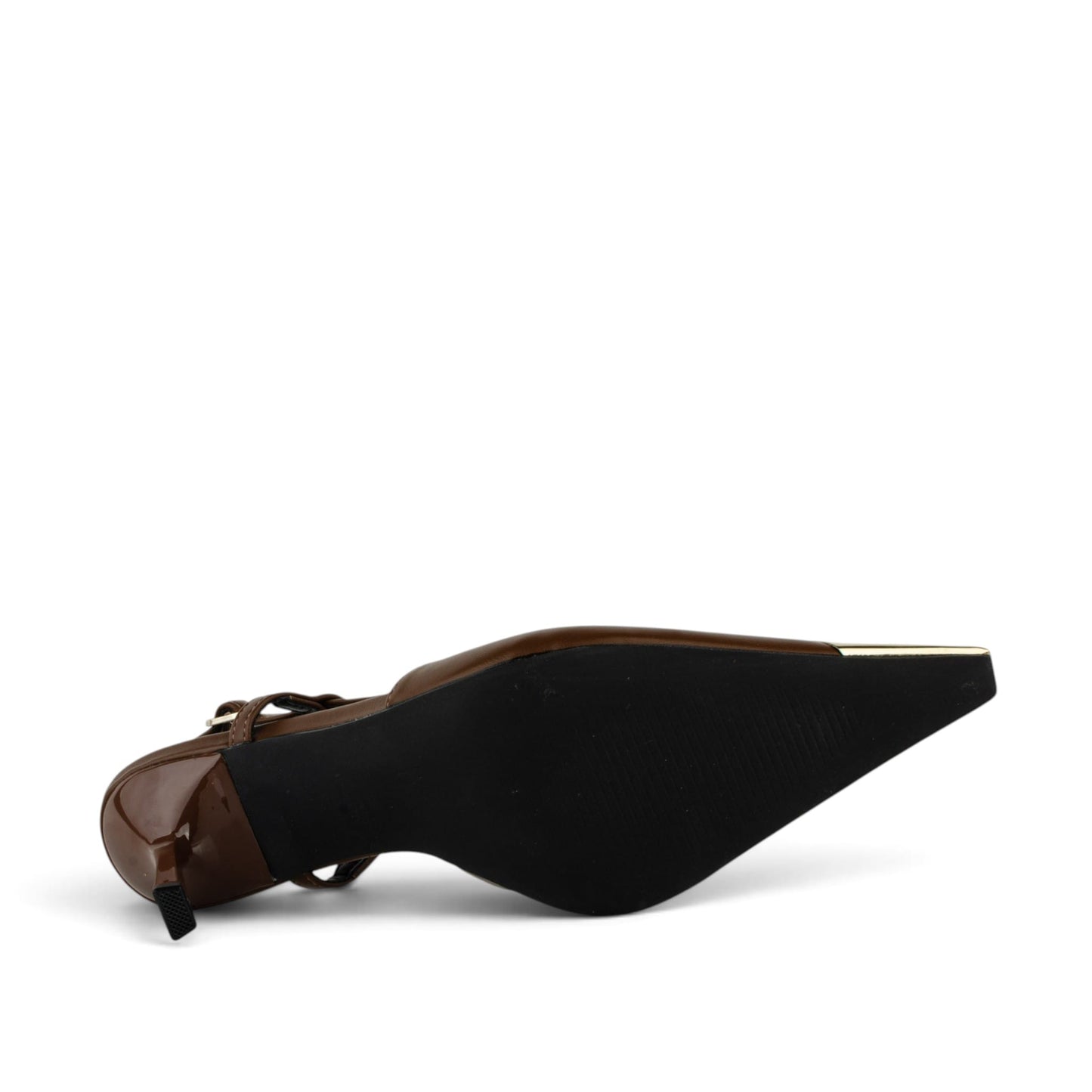 Елегантни кафяви дамски токчета със златист връх R2620 BROWN