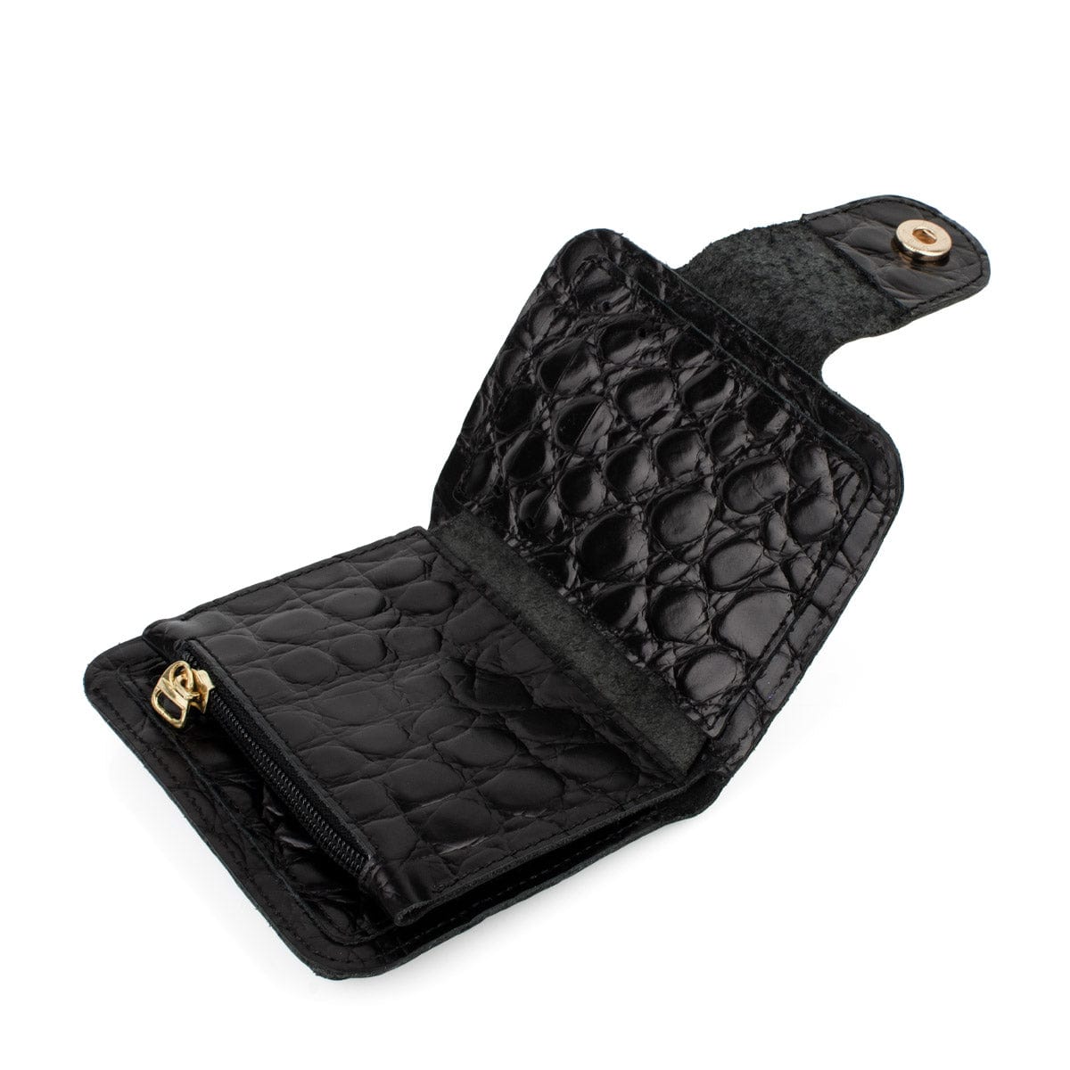 DARIS АКСЕСОАРИ Black Черно дамско портмоне от естествена кожа CRYSTAL