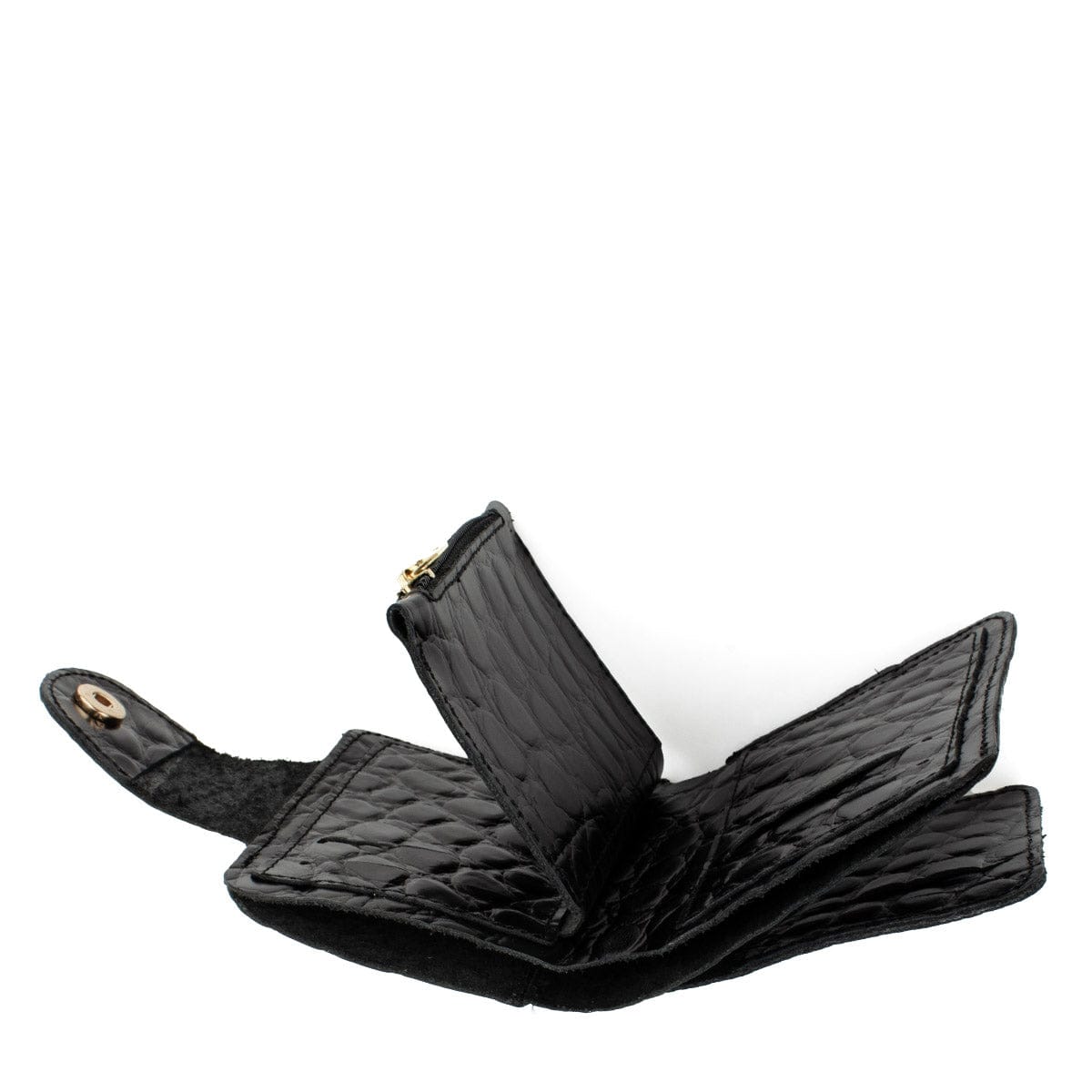 DARIS АКСЕСОАРИ Black Черно дамско портмоне от естествена кожа CRYSTAL
