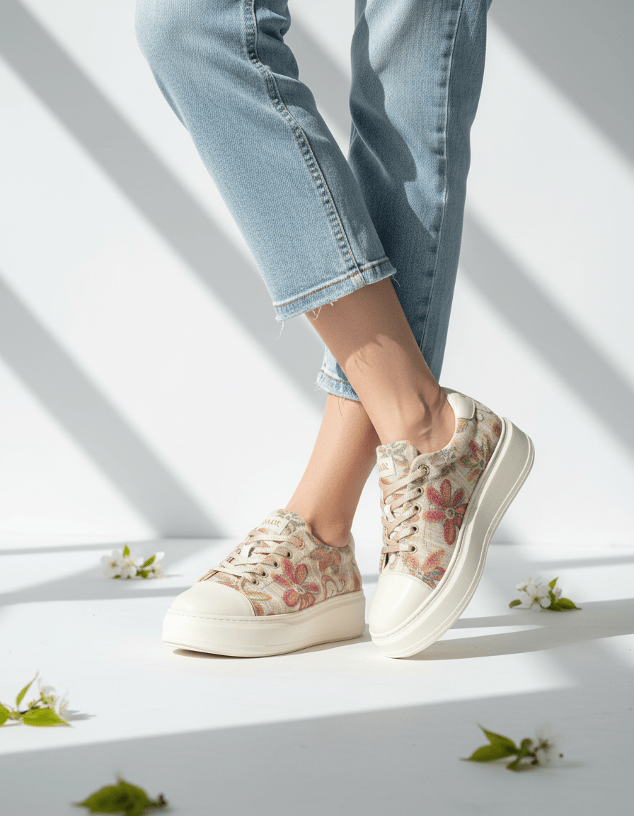 DARIS ДАМСКИ ОБУВКИ Олекотени дамски сникърси от еко кожа в бежово ECO1