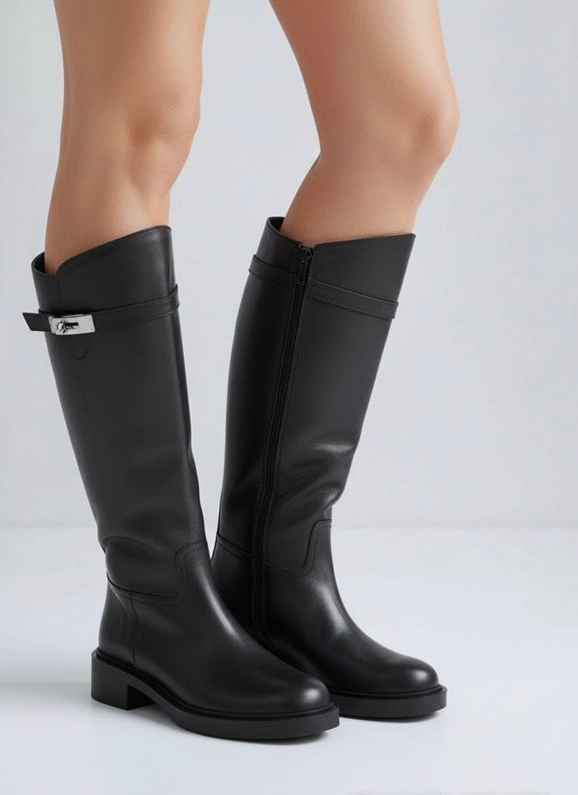 DARIS ДАМСКИ ОБУВКИ Дамски кожени ботуши в черно w656