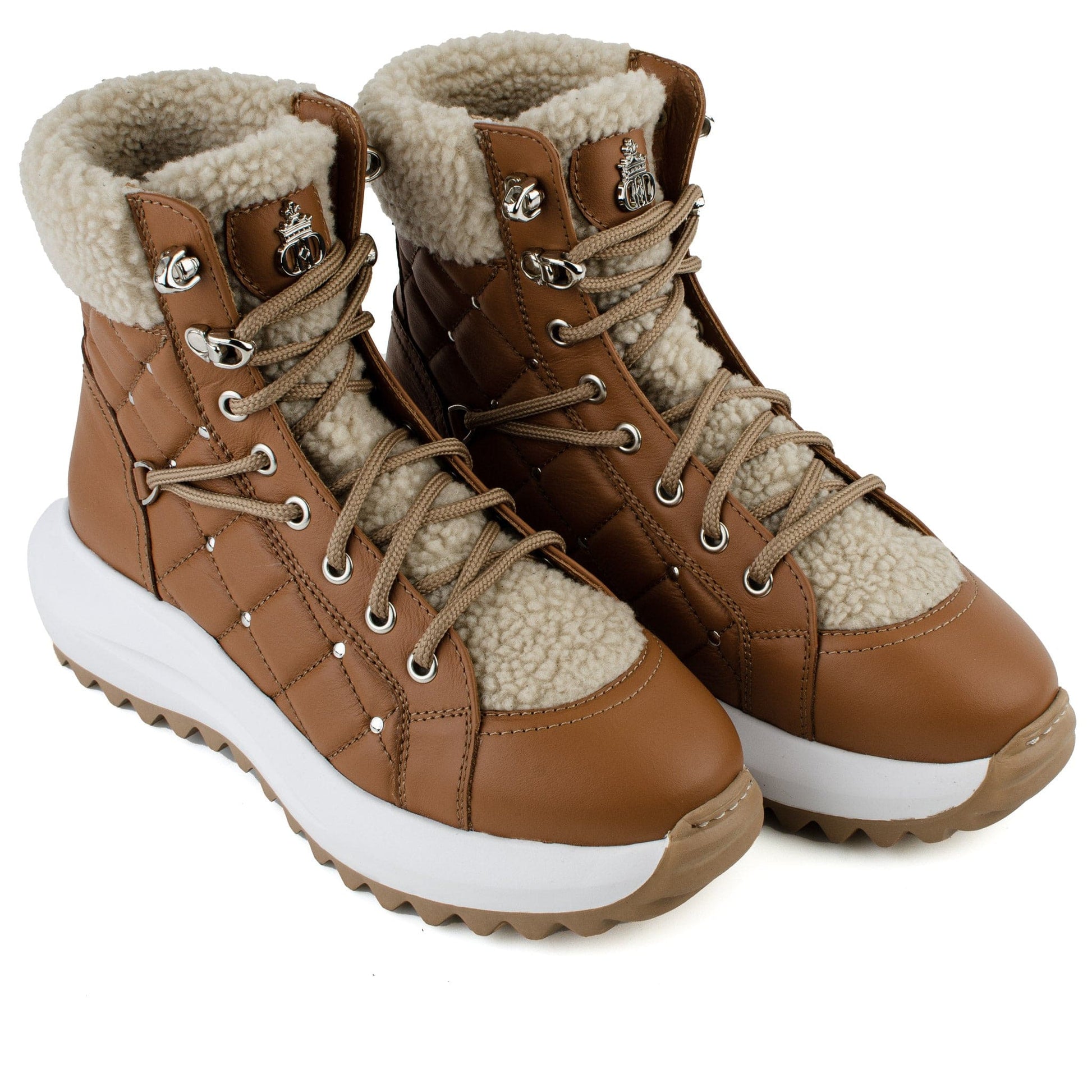 DARIS ДАМСКИ ОБУВКИ Дамски кожени боти с вълна в кафяво 1003