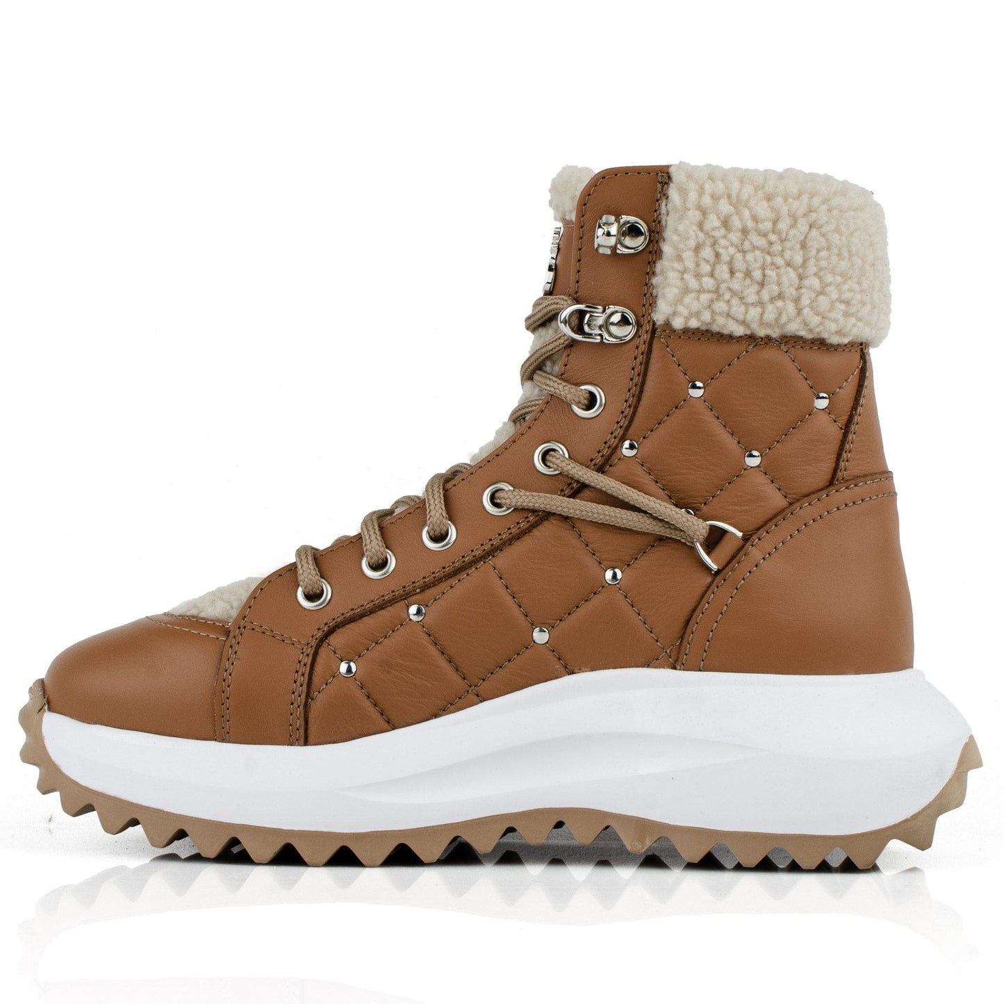 DARIS ДАМСКИ ОБУВКИ Дамски кожени боти с вълна в кафяво 1003