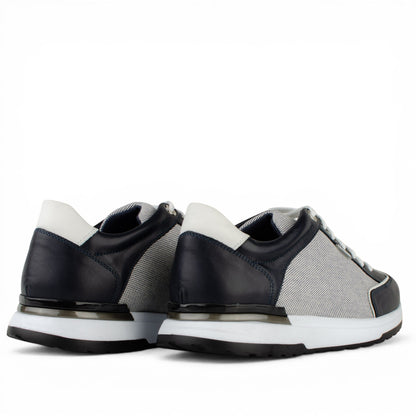 DARIS МЪЖКИ ОБУВКИ Олекотени мъжки кожени маратонки в тъмносиньо и бяло 68342