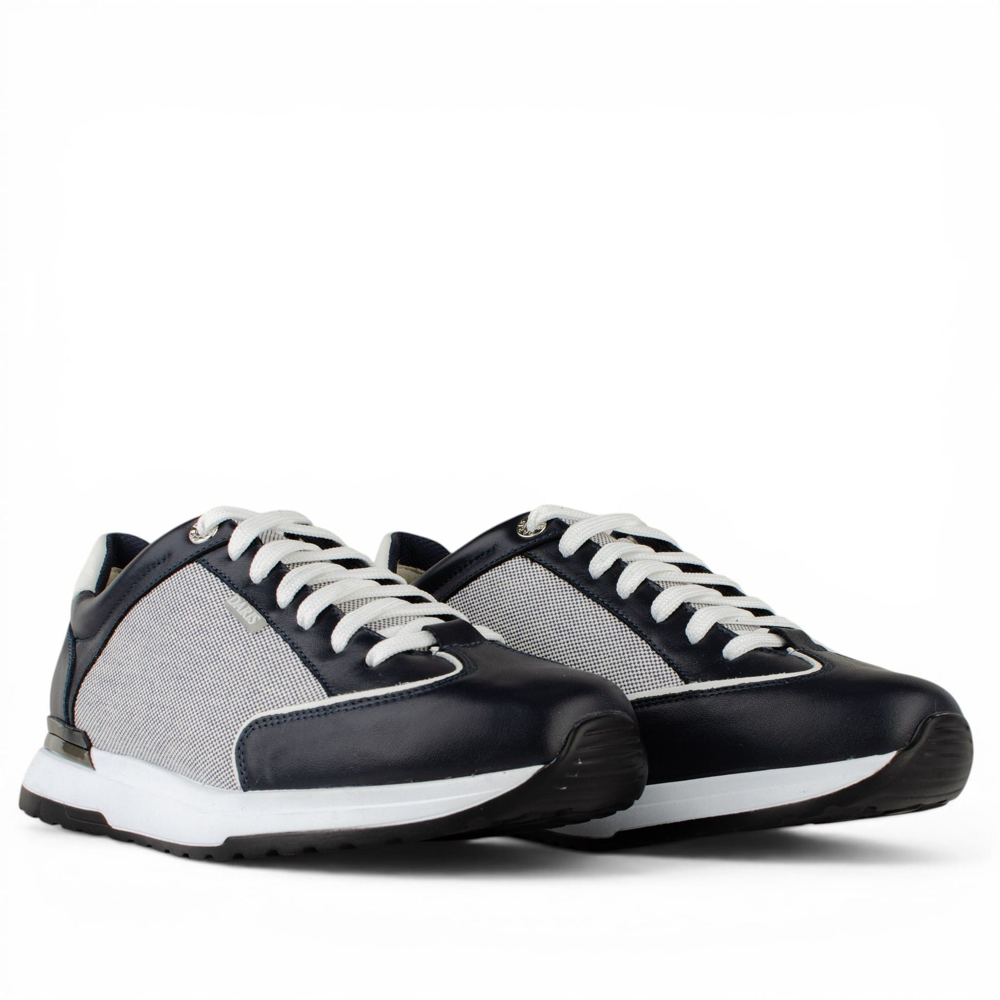 DARIS МЪЖКИ ОБУВКИ Олекотени мъжки кожени маратонки в тъмносиньо и бяло 68342