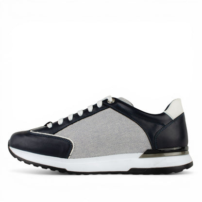 DARIS МЪЖКИ ОБУВКИ Олекотени мъжки кожени маратонки в тъмносиньо и бяло 68342