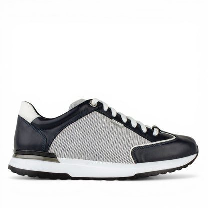 DARIS МЪЖКИ ОБУВКИ Олекотени мъжки кожени маратонки в тъмносиньо и бяло 68342