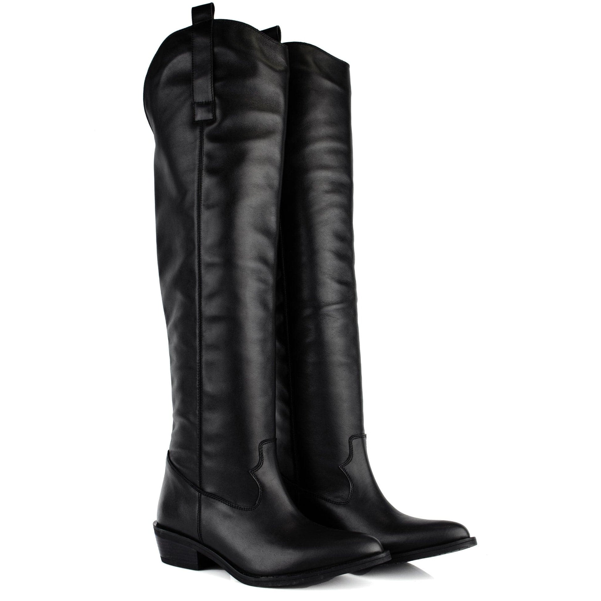 DARIS ДАМСКИ ОБУВКИ Дамски кожени уестърн чизми в черно 721