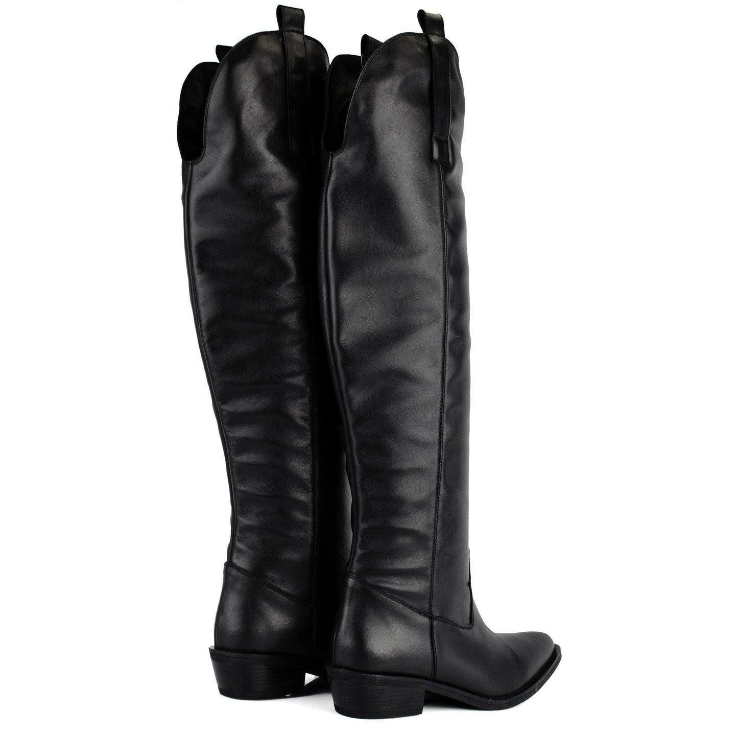 DARIS ДАМСКИ ОБУВКИ Дамски кожени уестърн чизми в черно 721