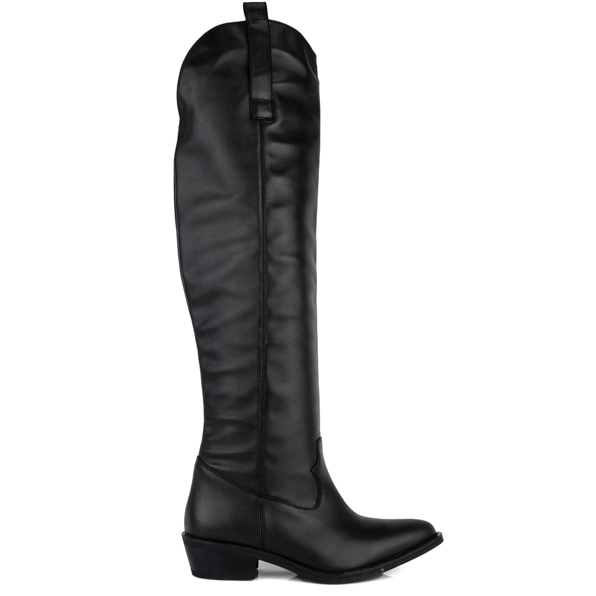 DARIS ДАМСКИ ОБУВКИ Дамски кожени уестърн чизми в черно 721