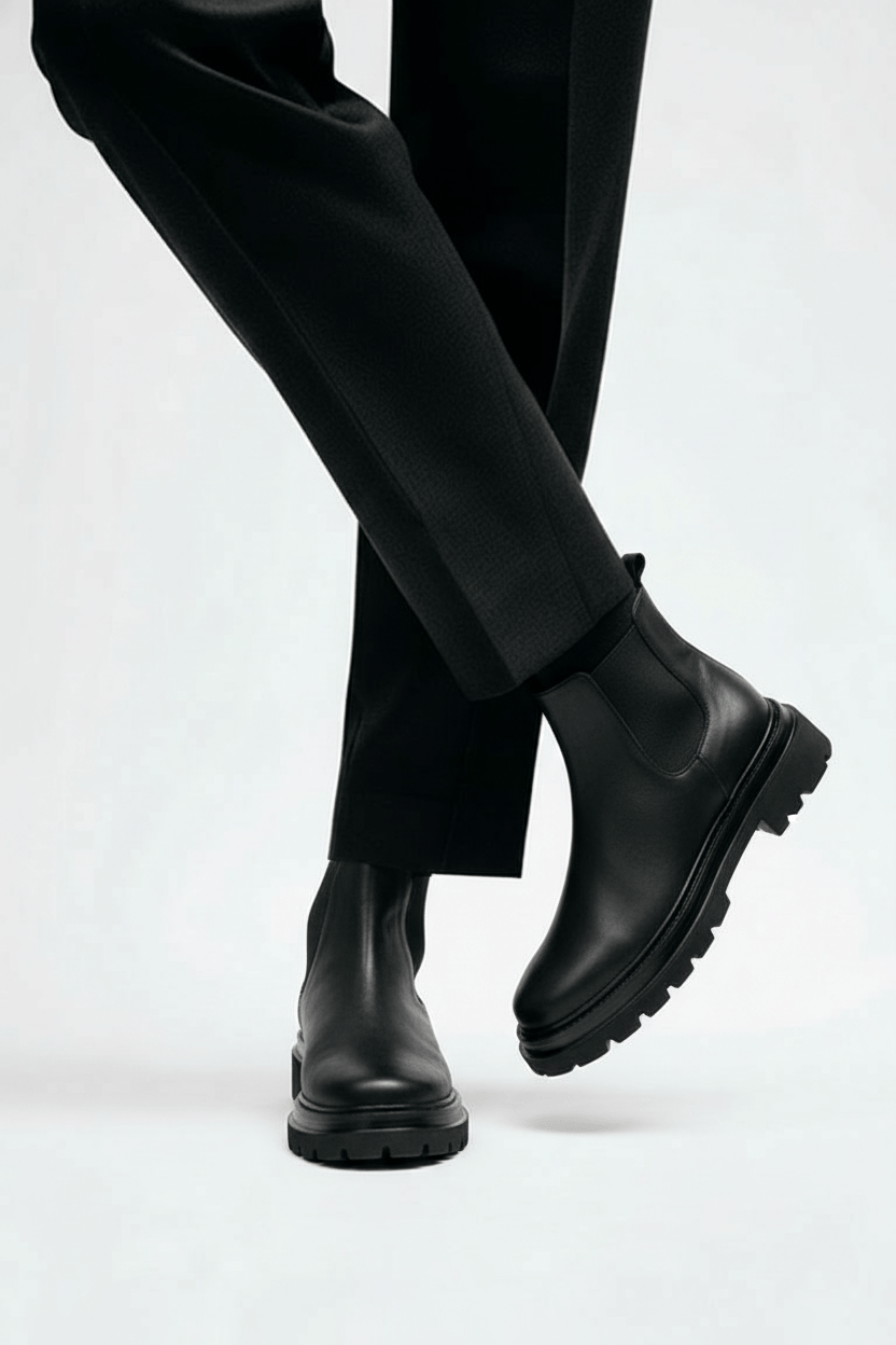 DARIS МЪЖКИ ОБУВКИ Мъжки кожени боти в черно с ластик 77512