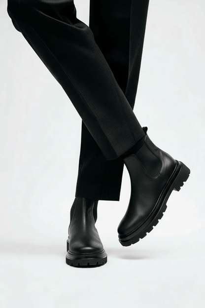 DARIS МЪЖКИ ОБУВКИ Мъжки кожени боти в черно с ластик 77512