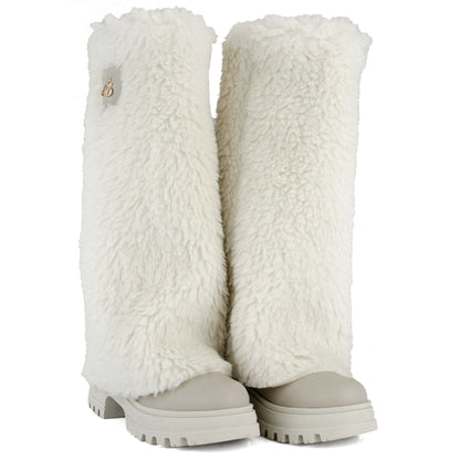 DARIS ДАМСКИ ОБУВКИ Ексклузивни дамски кожени ботуши в бежово B004