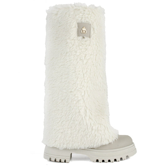 DARIS ДАМСКИ ОБУВКИ Ексклузивни дамски кожени ботуши в бежово B004