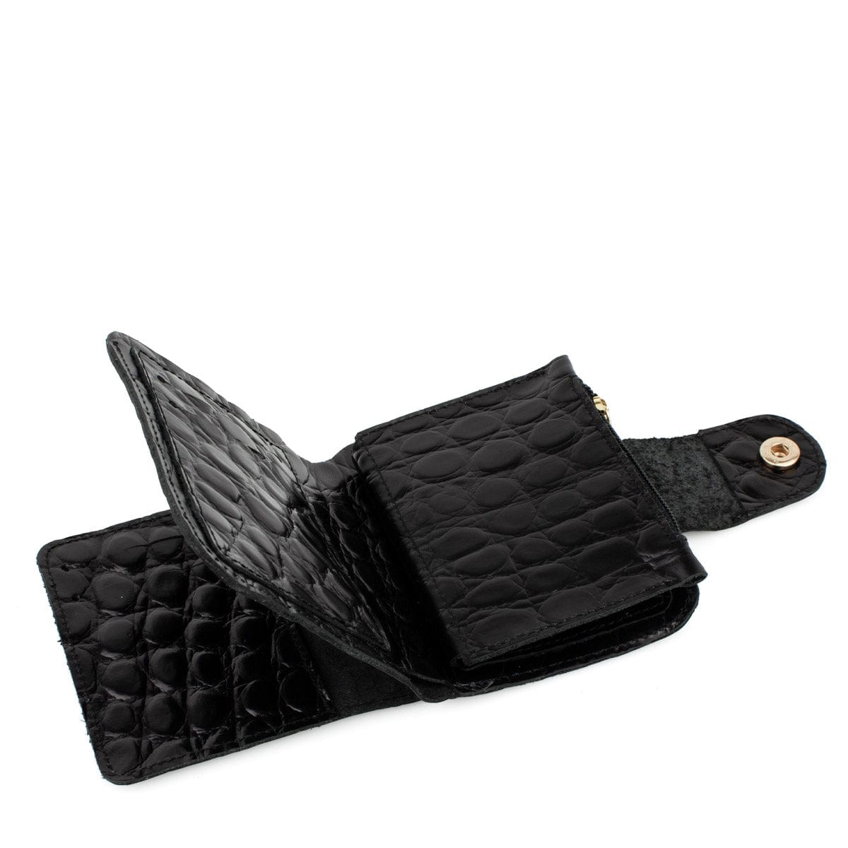 DARIS АКСЕСОАРИ Black Черно дамско портмоне от естествена кожа CRYSTAL