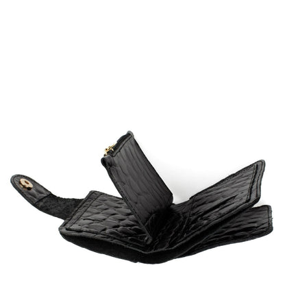 DARIS АКСЕСОАРИ Black Черно дамско портмоне от естествена кожа CRYSTAL