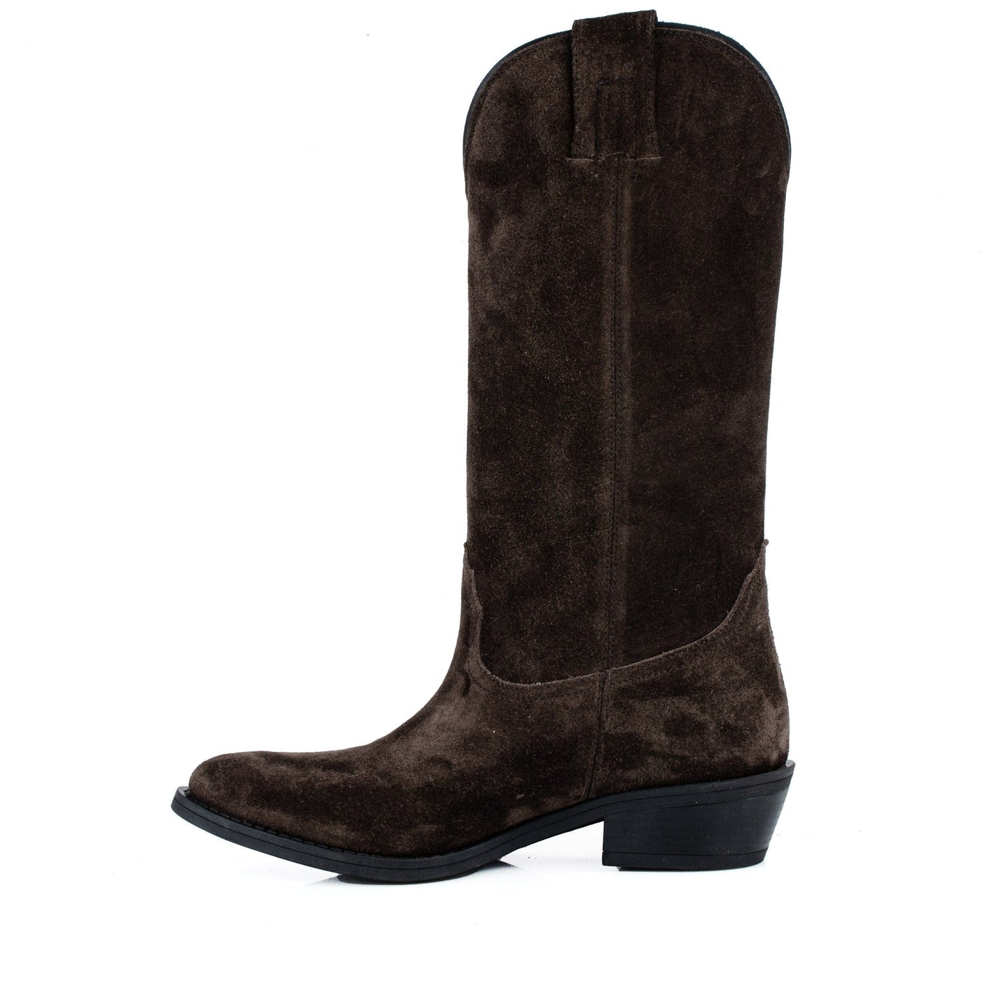 DARIS ДАМСКИ ОБУВКИ Дамски велурени уестър ботуши в тъмнокафяв цвят E2851