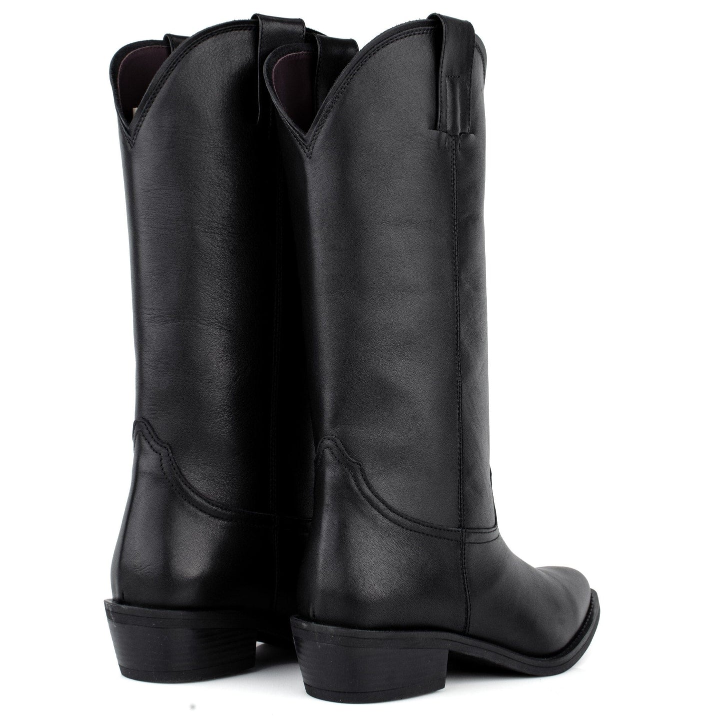 DARIS ДАМСКИ ОБУВКИ Дамски кожени уестър ботуши в черен цвят E2854