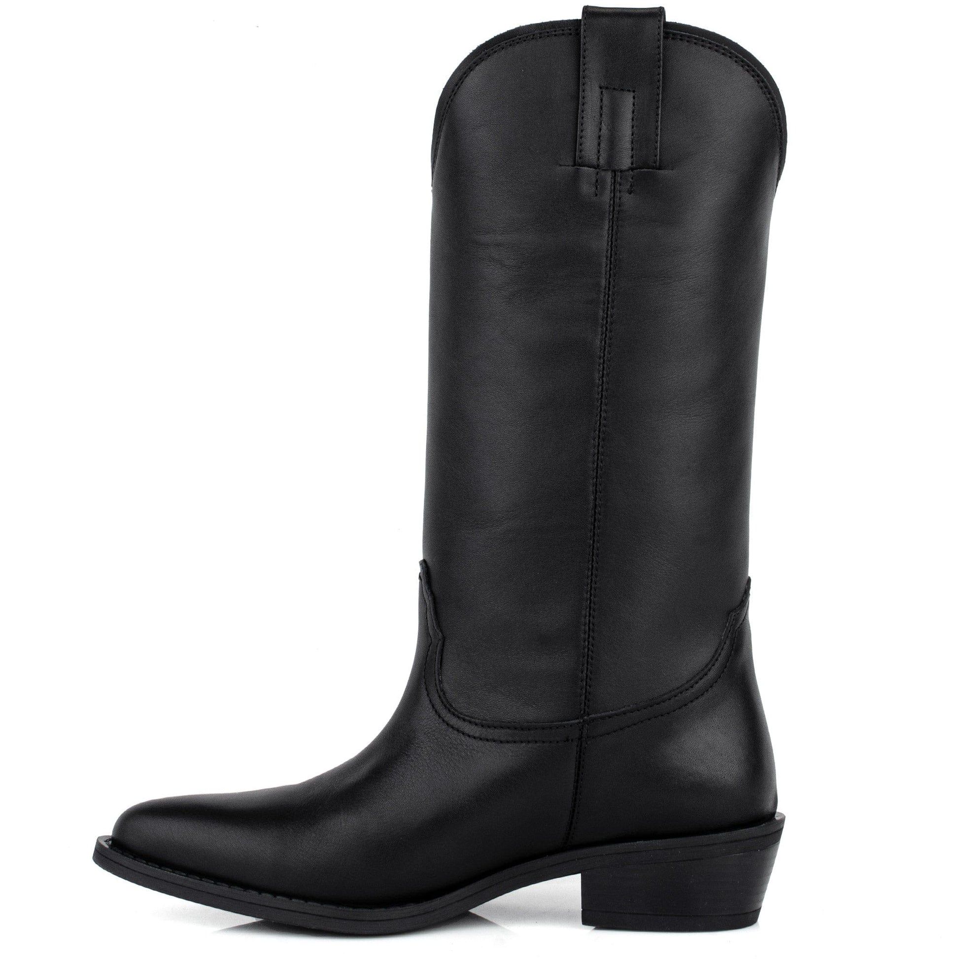 DARIS ДАМСКИ ОБУВКИ Дамски кожени уестър ботуши в черен цвят E2854