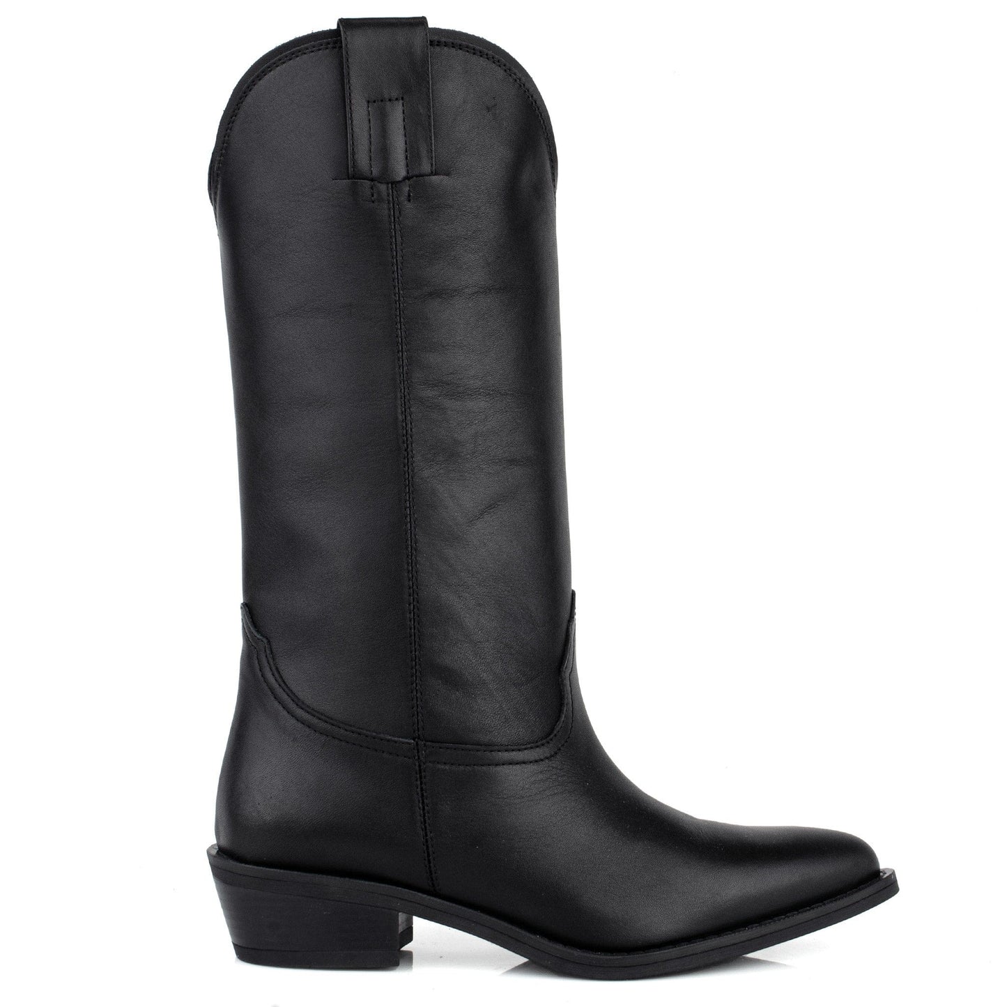 DARIS ДАМСКИ ОБУВКИ Дамски кожени уестър ботуши в черен цвят E2854