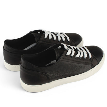 DARIS МЪЖКИ ОБУВКИ Олекотени мъжки кожени кецове в черно G052