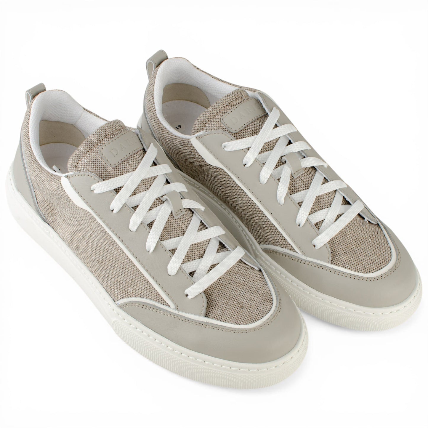 DARIS МЪЖКИ ОБУВКИ Олекотени мъжки кожени кецове в сиво и бежово g080