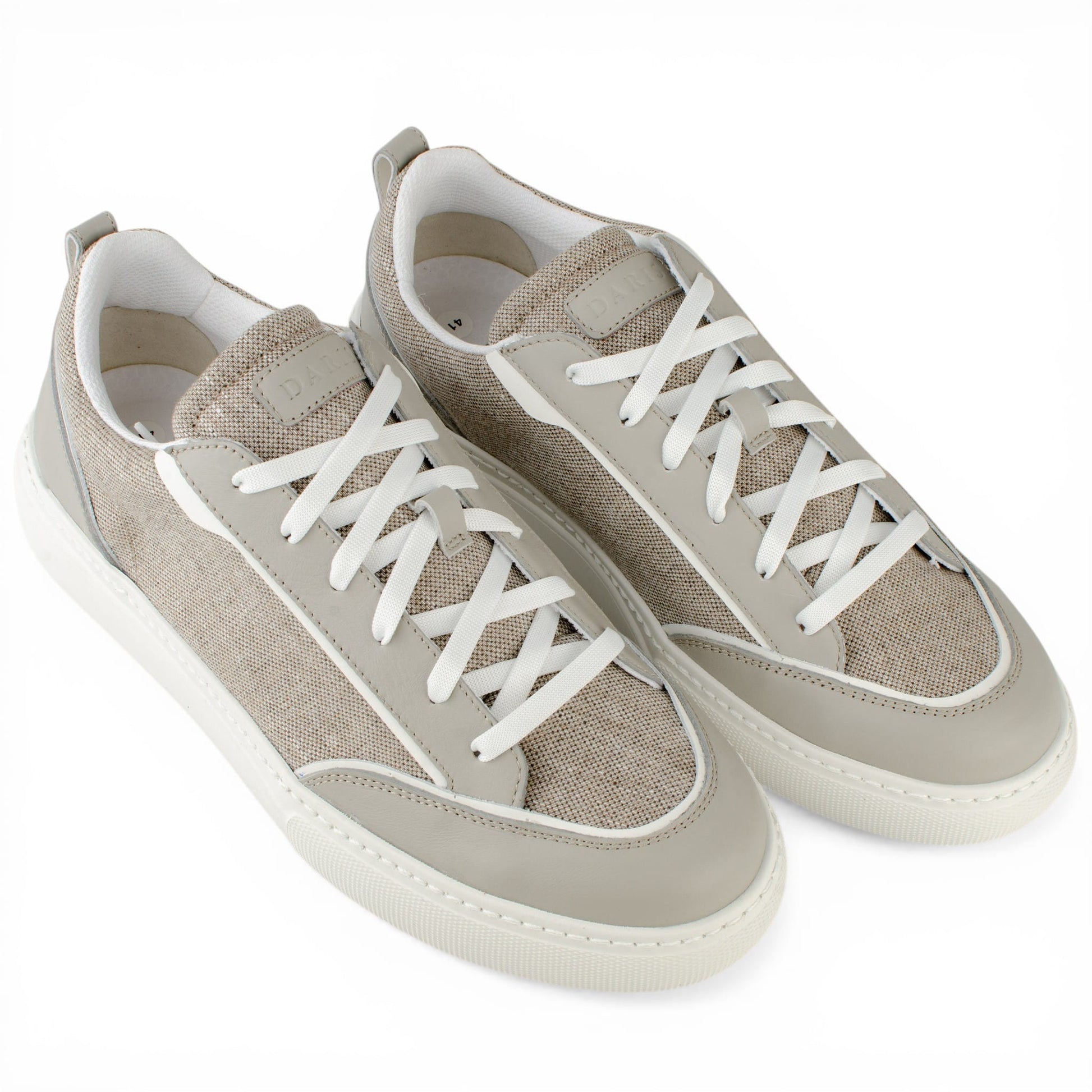 DARIS МЪЖКИ ОБУВКИ Олекотени мъжки кожени кецове в сиво и бежово g080