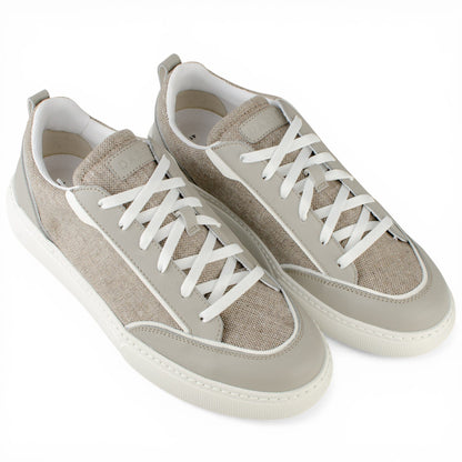 DARIS МЪЖКИ ОБУВКИ Олекотени мъжки кожени кецове в сиво и бежово g080