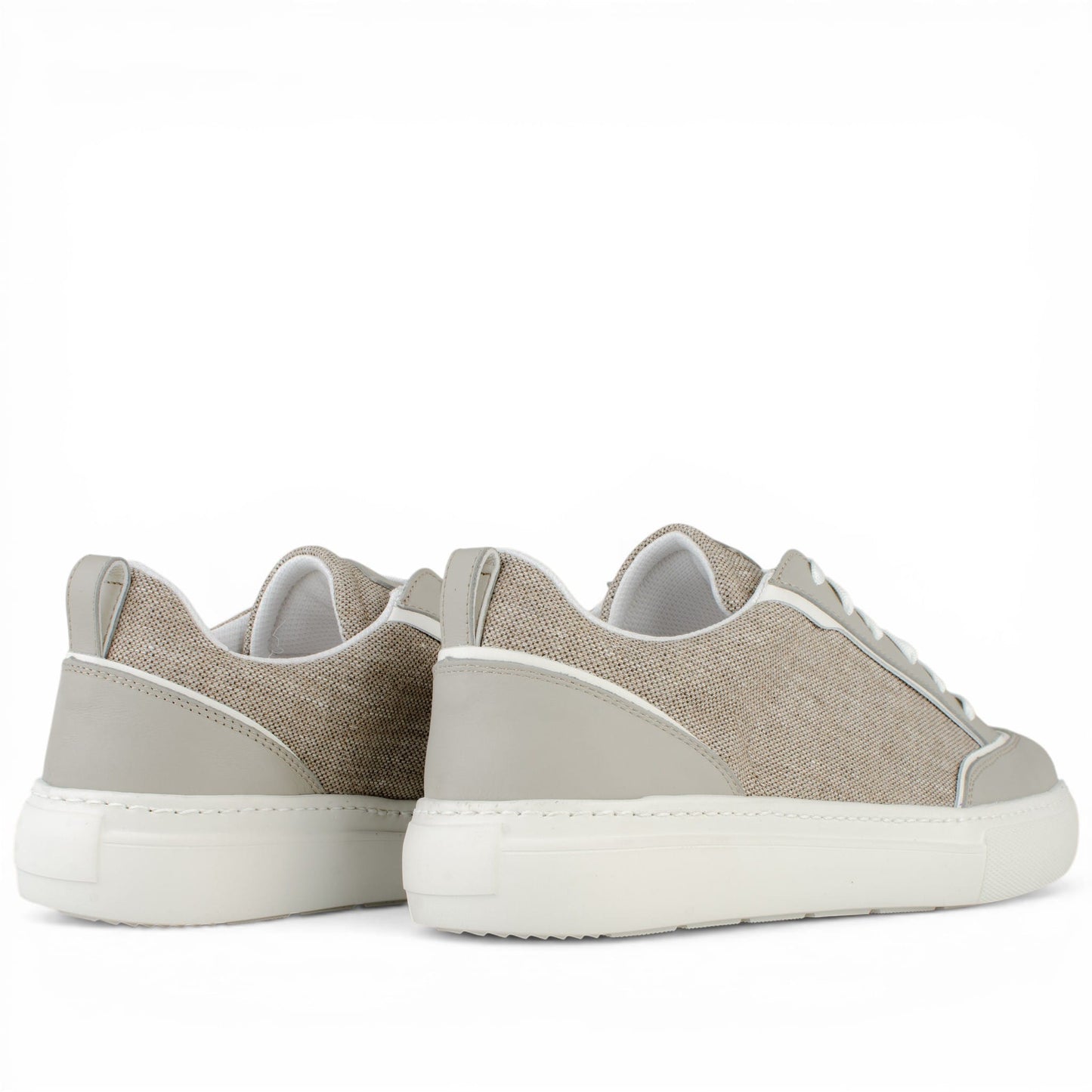 DARIS МЪЖКИ ОБУВКИ Олекотени мъжки кожени кецове в сиво и бежово g080