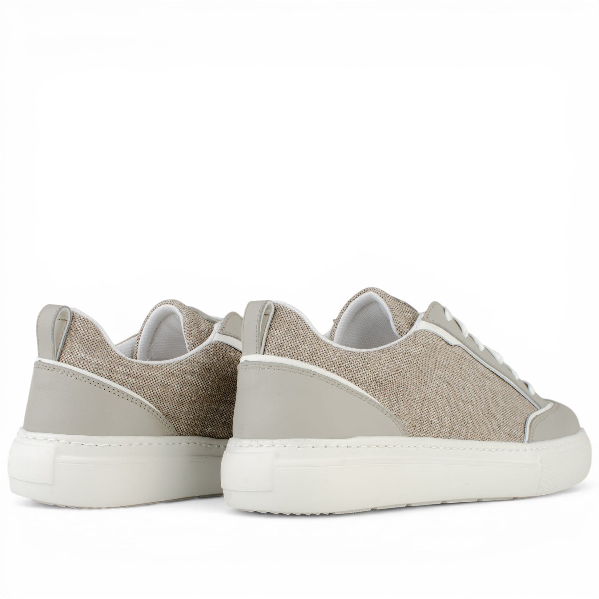 DARIS МЪЖКИ ОБУВКИ Олекотени мъжки кожени кецове в сиво и бежово g080