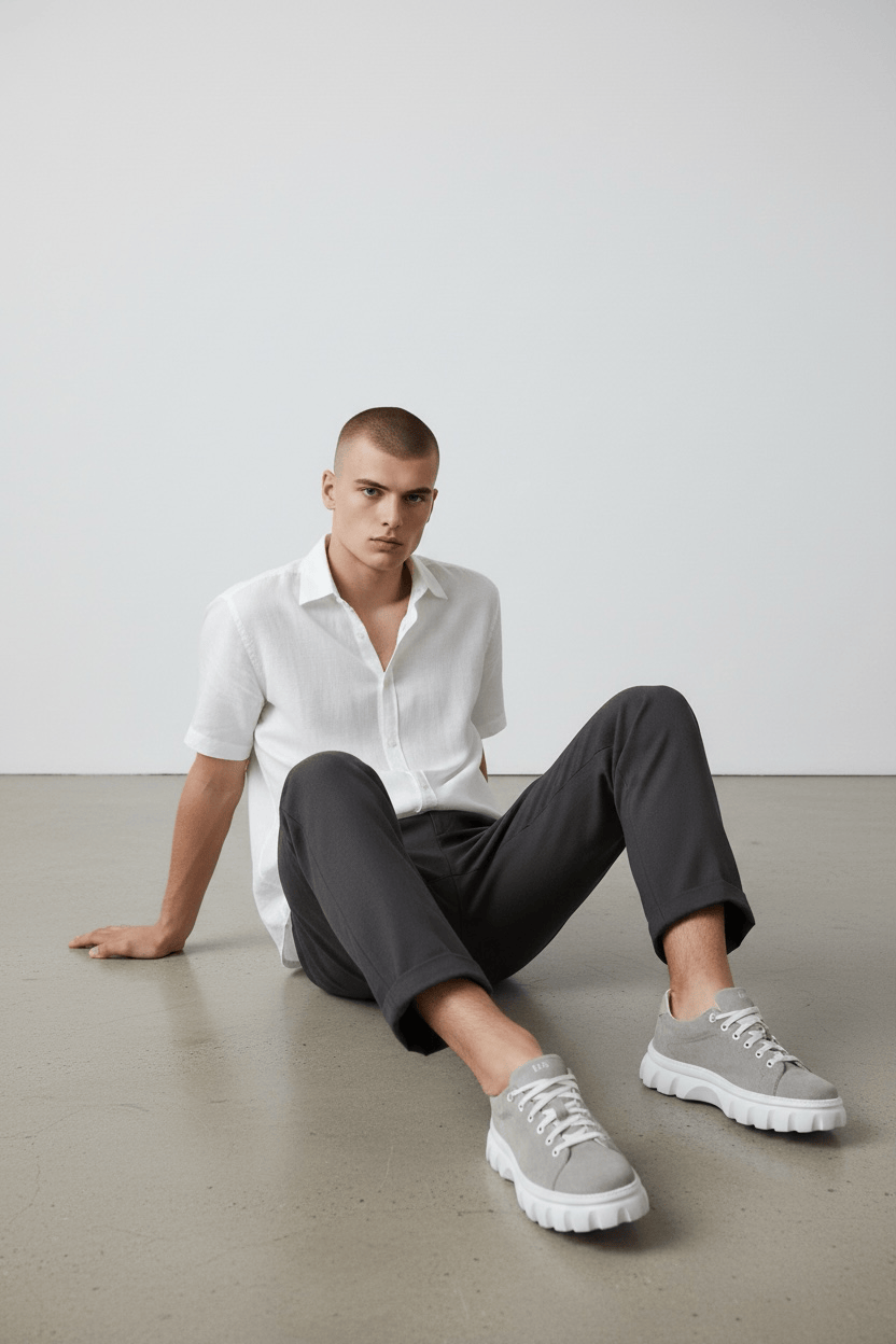 DARIS МЪЖКИ ОБУВКИ Мъжки велурени кецове в светлосиво g088