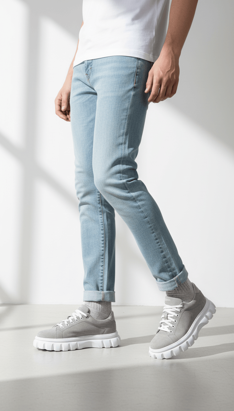 DARIS МЪЖКИ ОБУВКИ Мъжки велурени кецове в светлосиво g088