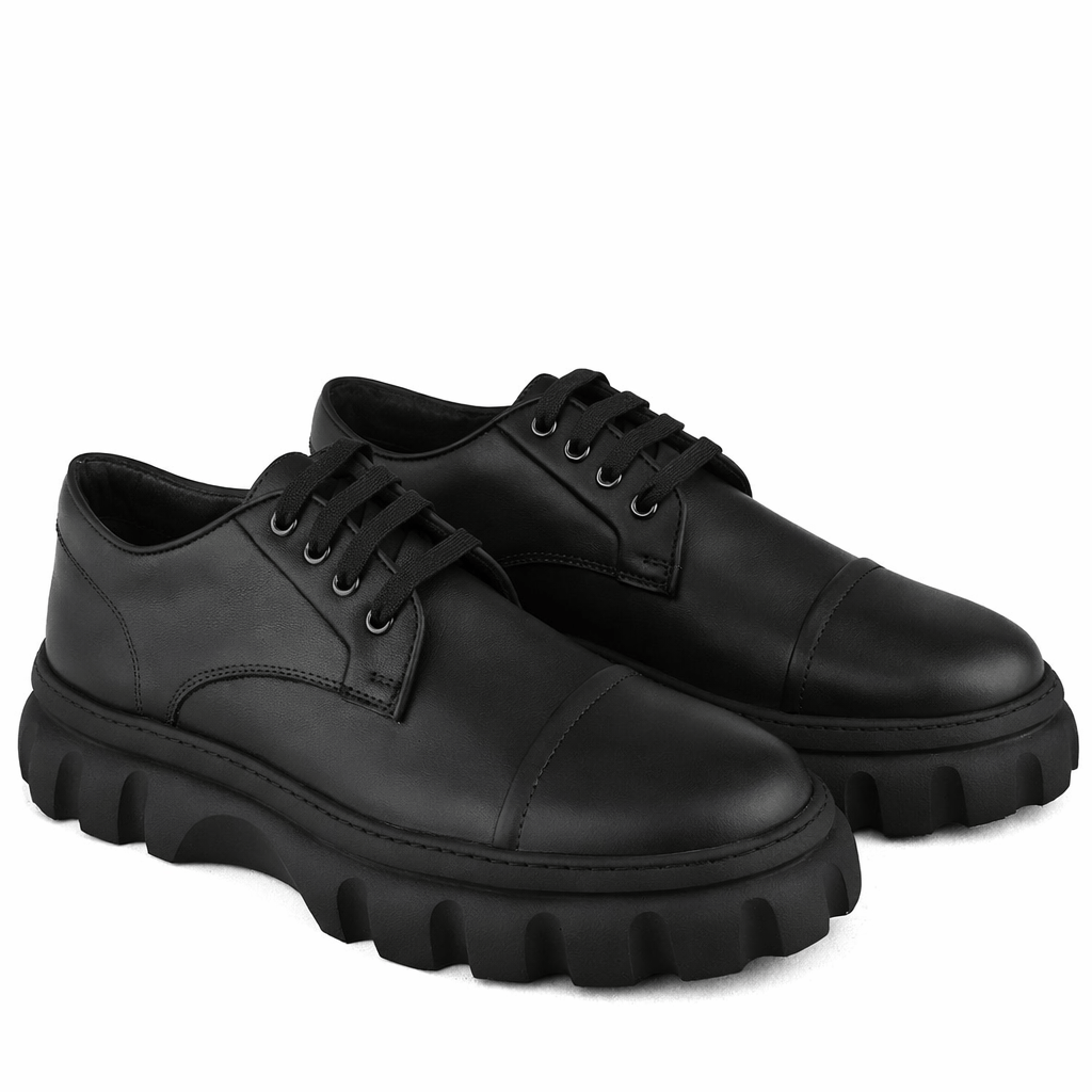 DARIS МЪЖКИ ОБУВКИ Мъжки ежедневни кожени обувки в черно g096