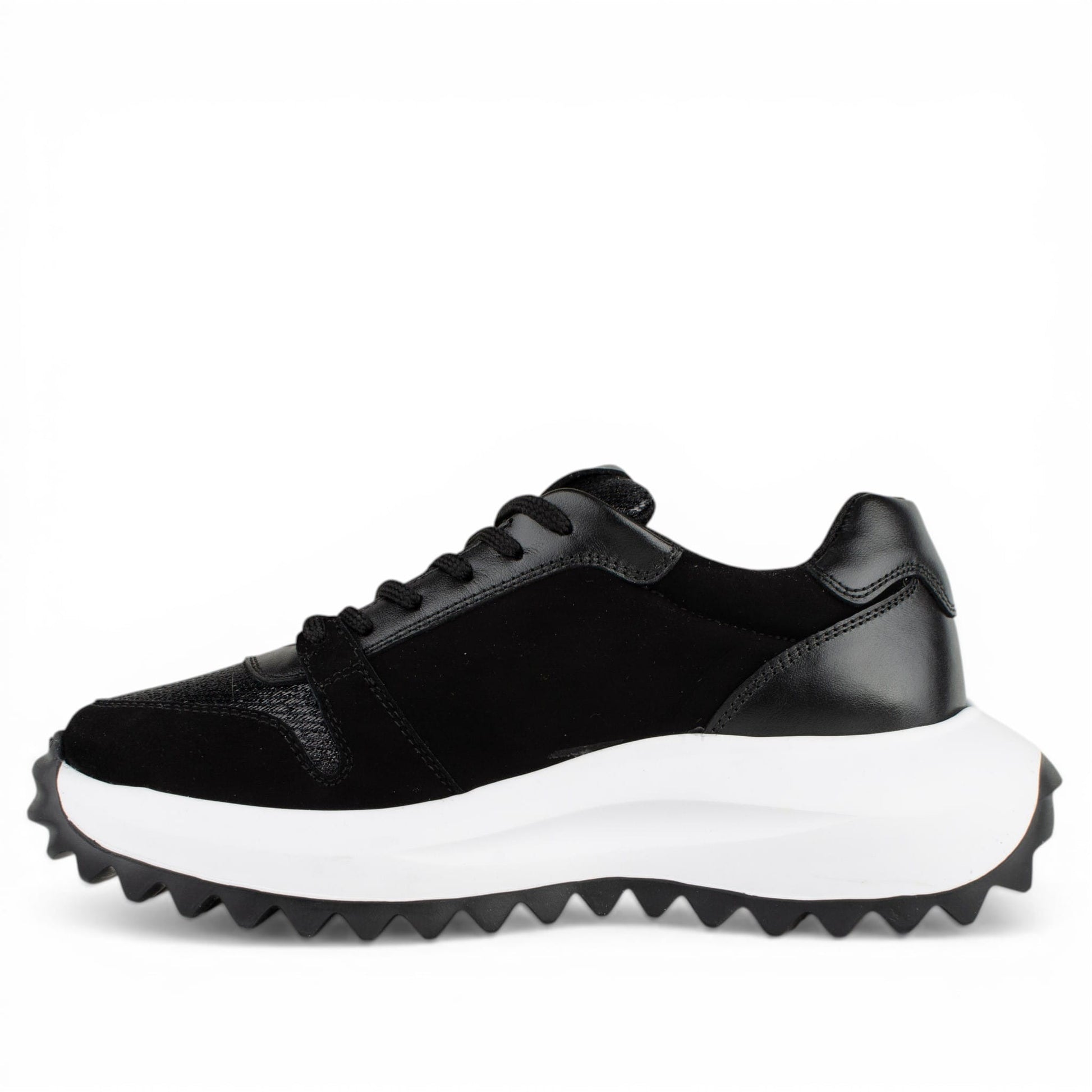 DARIS ДАМСКИ ОБУВКИ Олекотени дамски велурени сникърси в черно I002