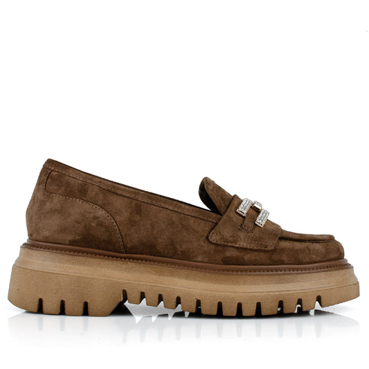 DARIS ДАМСКИ ОБУВКИ Дамски велурени мокасини в кафяво w374