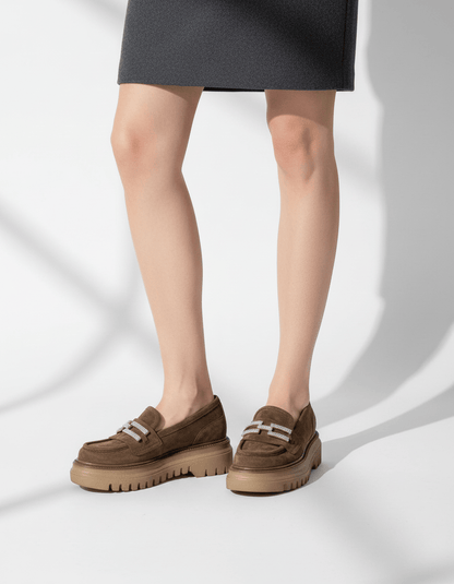 DARIS ДАМСКИ ОБУВКИ Дамски велурени мокасини в кафяво w374