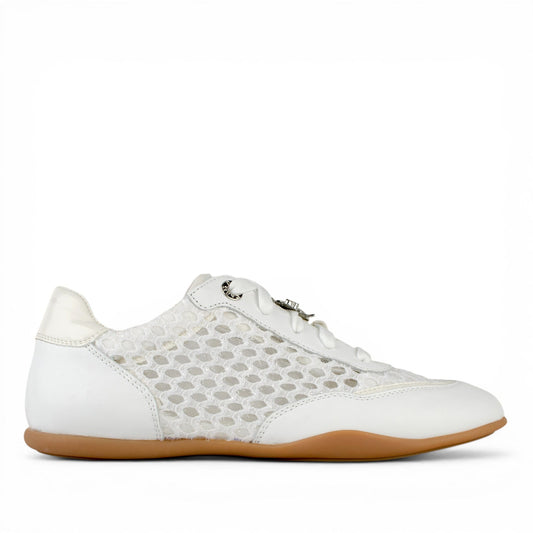 DARIS ДАМСКИ ОБУВКИ Олекотени дамски сникърси от естествена кожа с мрежа w532-1 в бяло