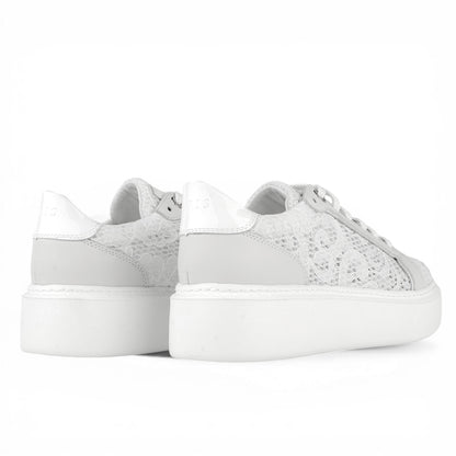 DARIS ДАМСКИ ОБУВКИ Олекотени дамски кожени сникърси в бяло с мрежа w582