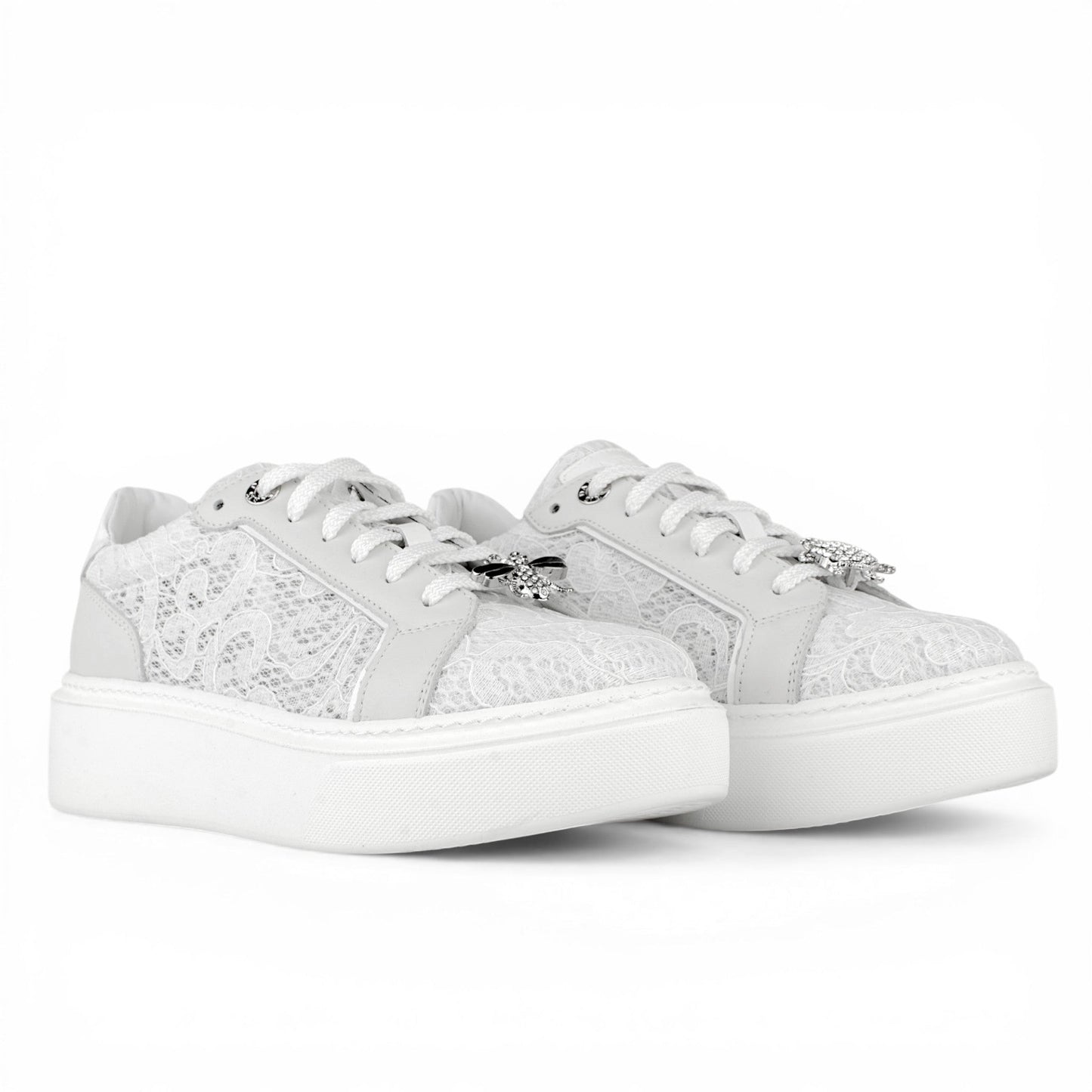 DARIS ДАМСКИ ОБУВКИ Олекотени дамски кожени сникърси в бяло с мрежа w582