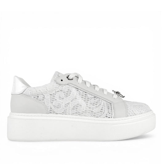 DARIS ДАМСКИ ОБУВКИ Олекотени дамски кожени сникърси в бяло с мрежа w582