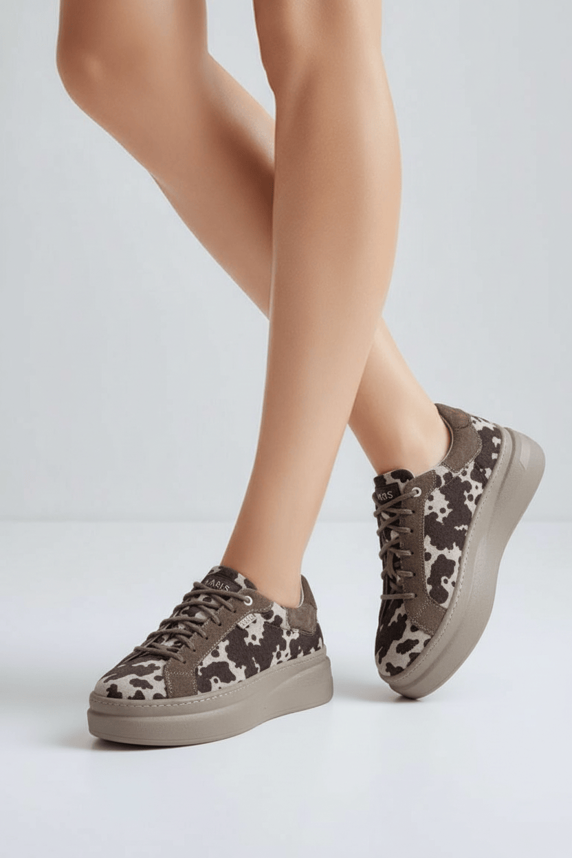 DARIS ДАМСКИ ОБУВКИ Дамски велурени сникърси с петнист принт w593