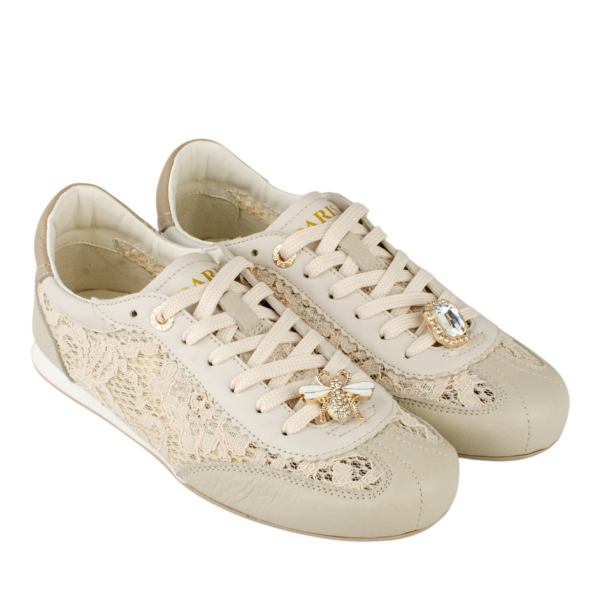 DARIS ДАМСКИ ОБУВКИ Олекотени дамски кожени сникърси на тънка подметка в бежово w595