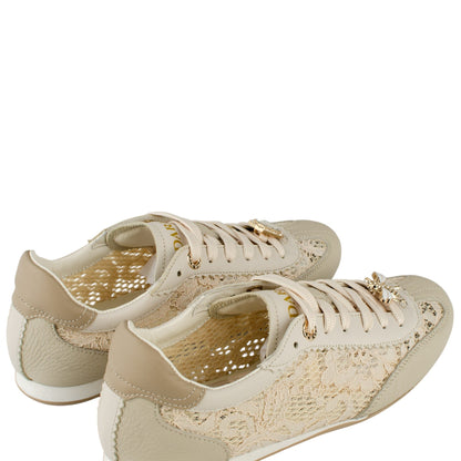 DARIS ДАМСКИ ОБУВКИ Олекотени дамски кожени сникърси на тънка подметка в бежово w595