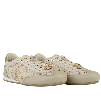 DARIS ДАМСКИ ОБУВКИ Олекотени дамски кожени сникърси на тънка подметка в бежово w595