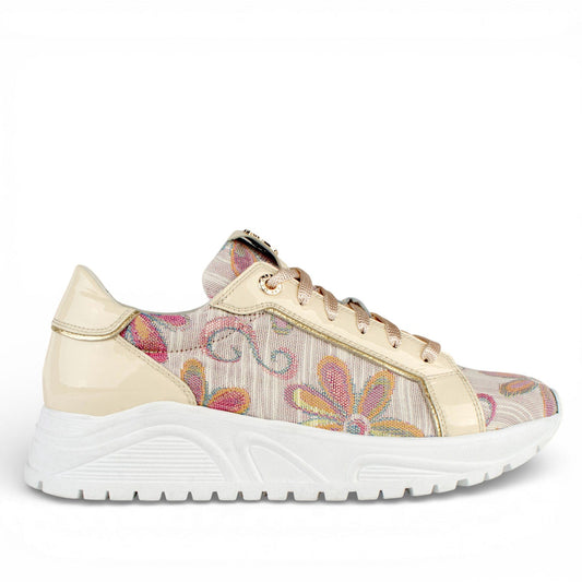 DARIS ДАМСКИ ОБУВКИ Дамски кожени сникърси в бежово и бяло w601-1