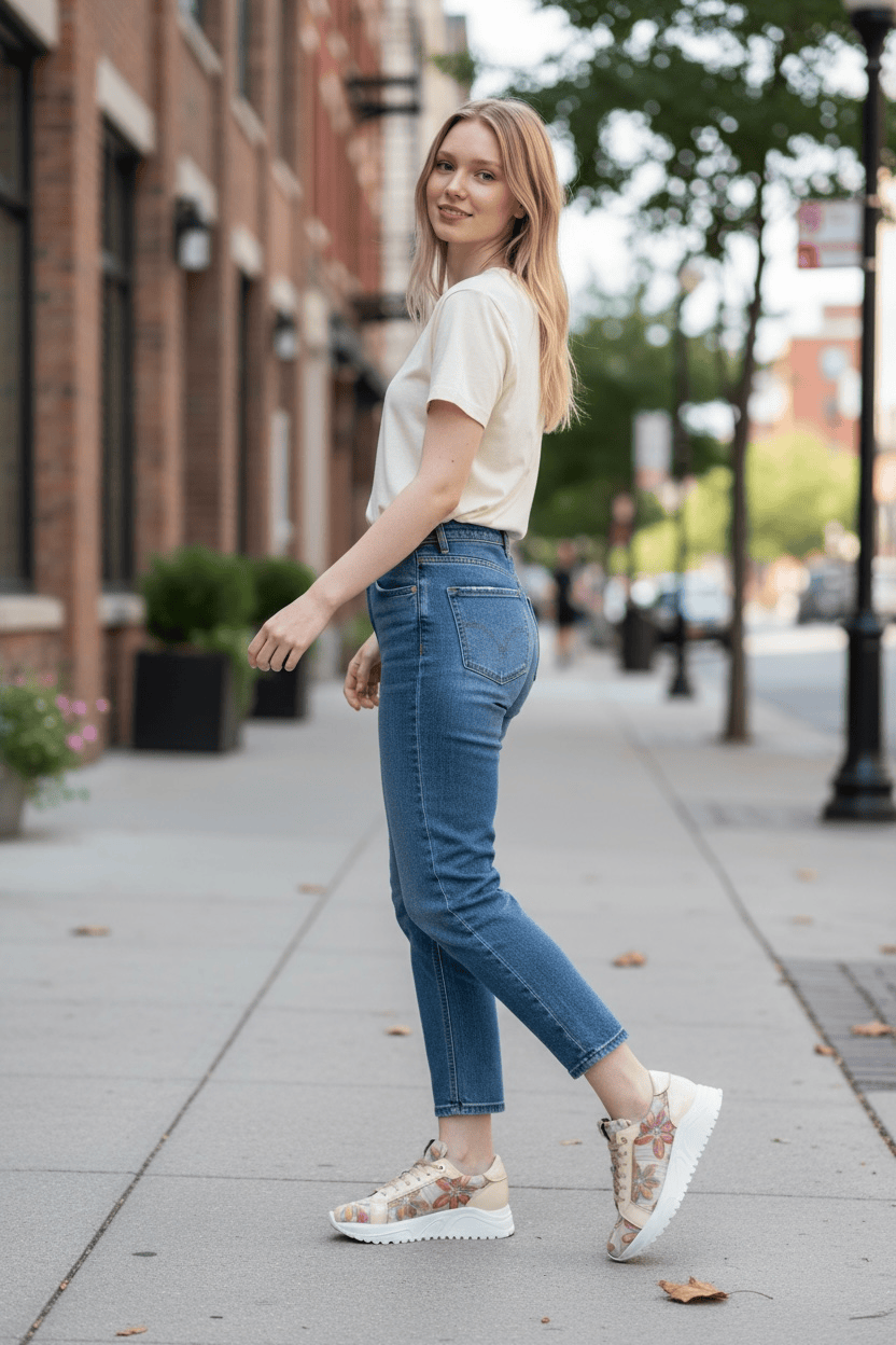 DARIS ДАМСКИ ОБУВКИ Дамски кожени сникърси в бежово и бяло w601-1