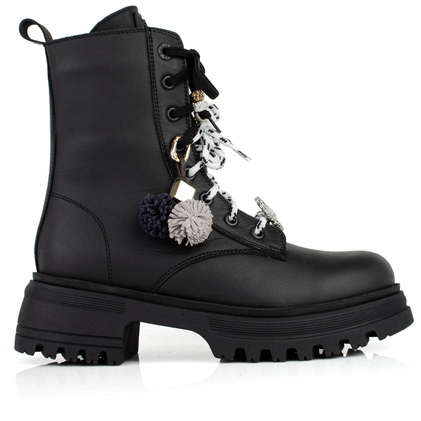 DARIS ДАМСКИ ОБУВКИ Дамски кожени боти в черно с цип и връзки w615