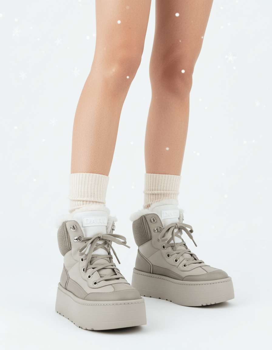 DARIS ДАМСКИ ОБУВКИ Дамски кожени боти с вълна в черно w623