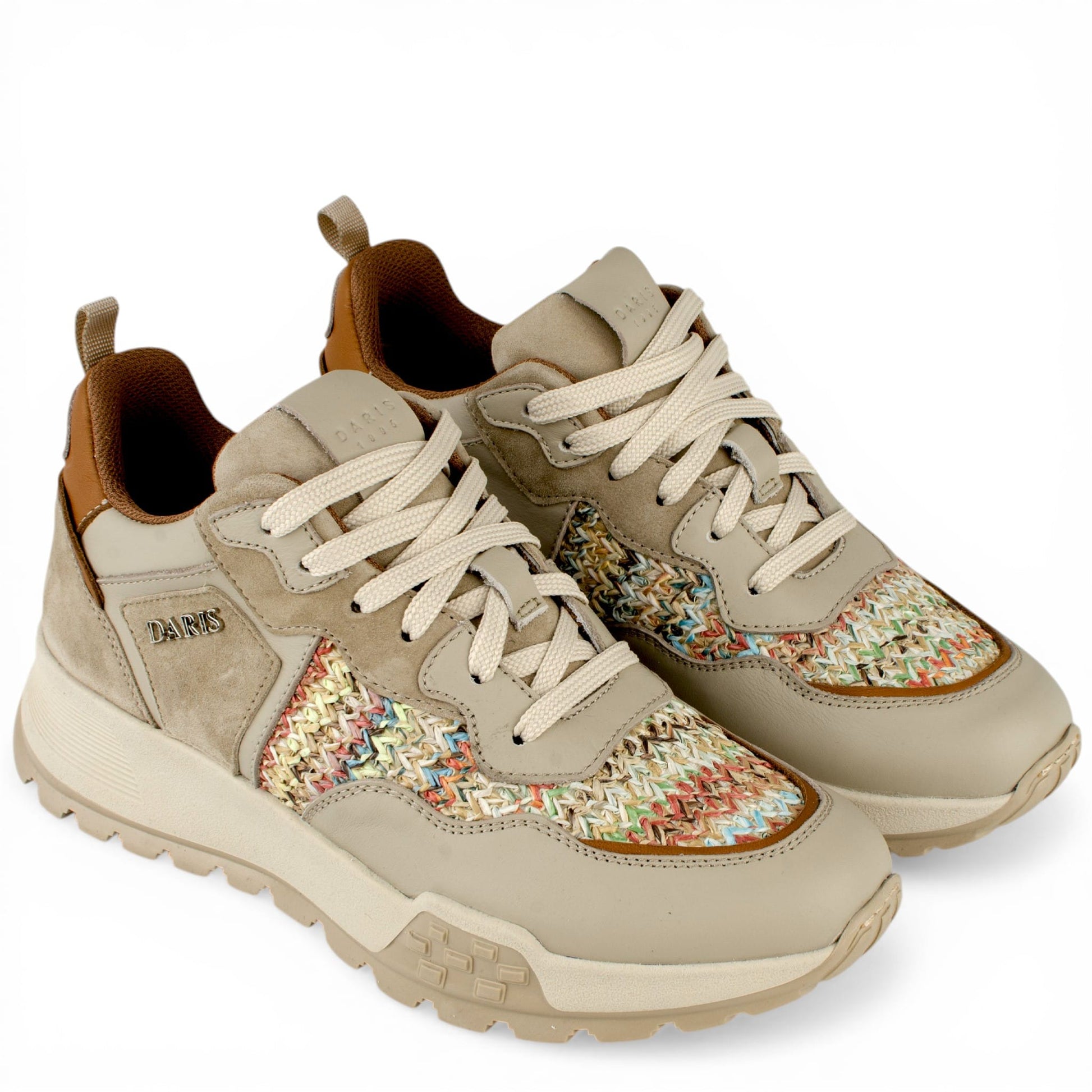 DARIS ДАМСКИ ОБУВКИ Дамски кожени сникърси в бежово и кафяво w632