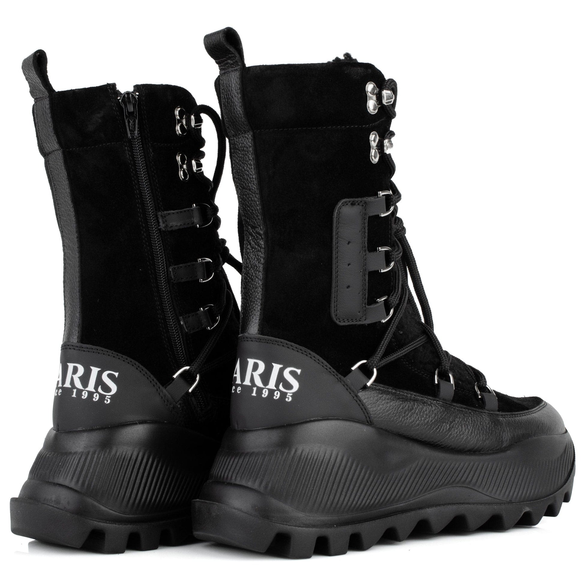 DARIS ДАМСКИ ОБУВКИ Дамски кожени спортни боти в черно w635